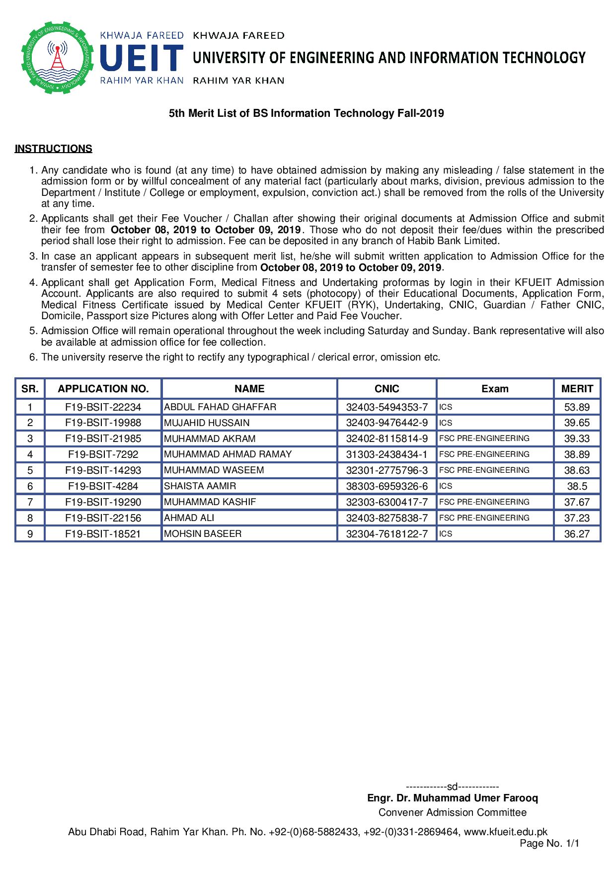 5th Merit List of BS Information Technology Fall-2019-page-001