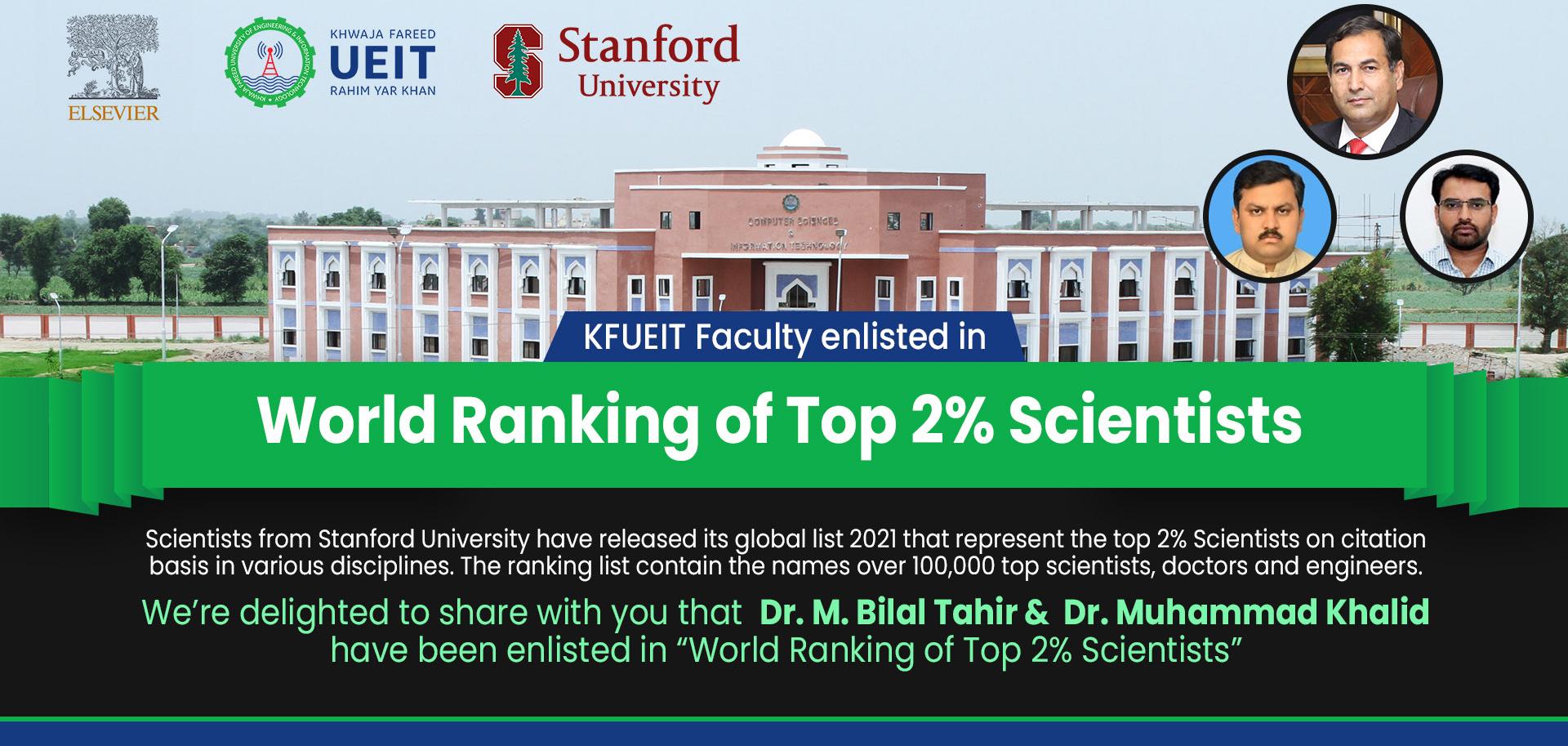 KFUEIT's two professors were named among the top 2% scientists in the world by Stanford.