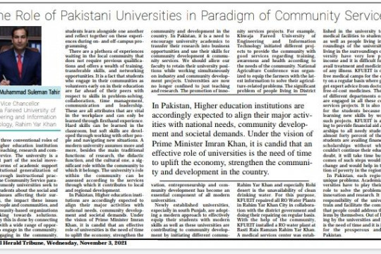 The Role of Pakistani Universities in Paradigm of Community Services
