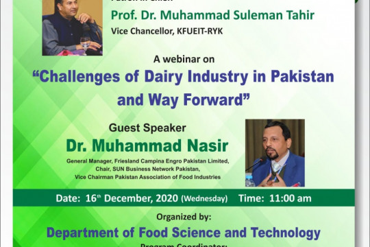 Challenges in Dairy Industry of Pakistan and way forward by Dr M Nasir 16-12-2020