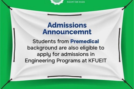 Admissions Announcemnt Students from Premedical background are also eligible to apply for admissions in Engineering Pro