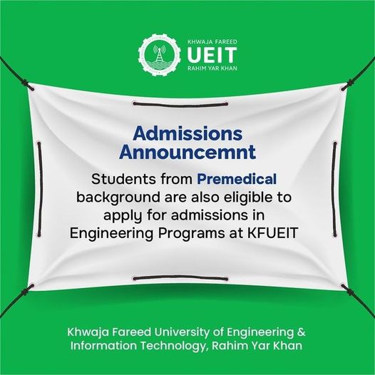 Admissions Announcement  Students from Premedical background are also eligible to apply for admissions in Engineering Pro