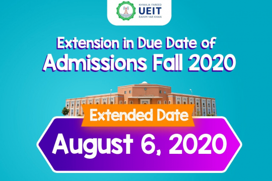 Extension in Due Date of Admission Fall 2020
