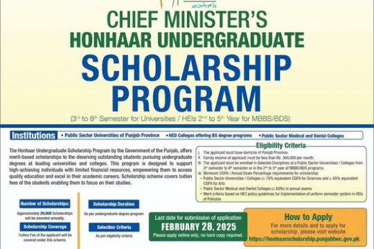 CHIEF MINISTER'S HONHAAR UNDERGRADUATE SCHOLARSHIP PROGRAM