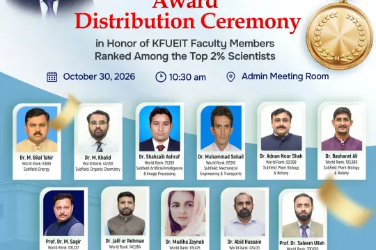 KFUEIT to Host Award Distribution Ceremony for Top 2% Scientists