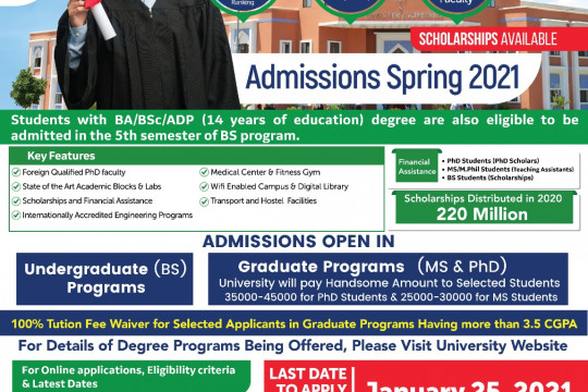 Admission Open for Spring 2021