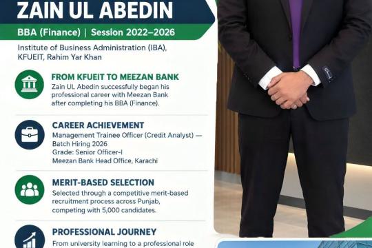 Alumni Success Story: Zain Ul Abedin Joins Meezan Bank as Management Trainee Officer